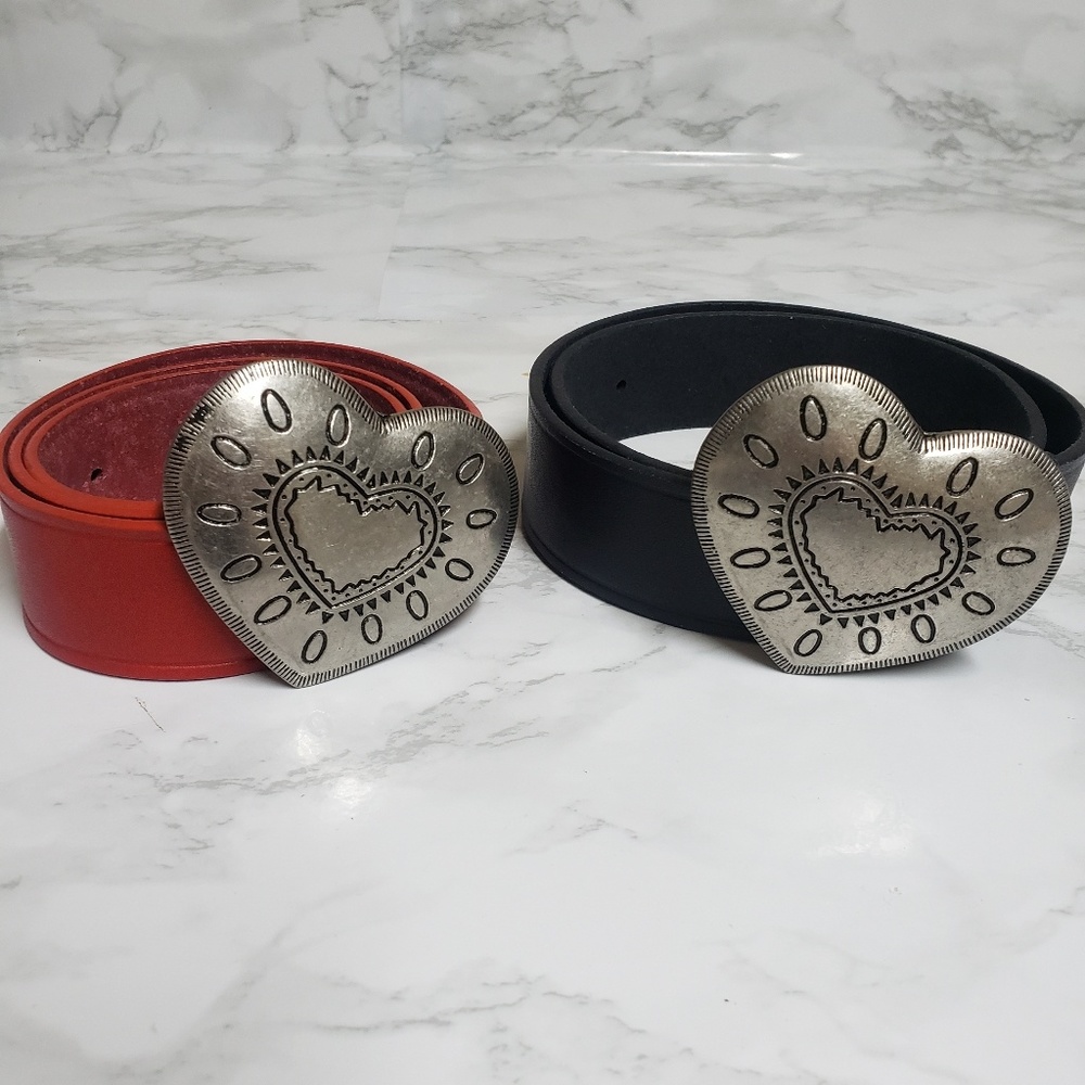 2 for $7 sale! Bundle! 2pk of heart buckle belts